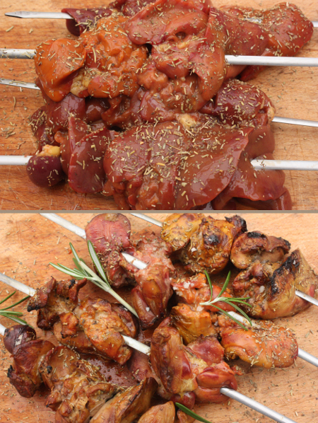 Tapas BBQ Chicken Livers On Skewers