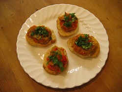 Red peppers and aubergine appetisers