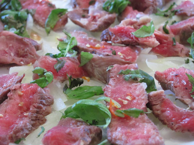 Beef carpaccio with Parmesan shavings