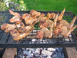 Barbecue Chicken Wings over direct heat