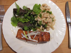 Teriyaki grilled salmon with cannellini bean salad