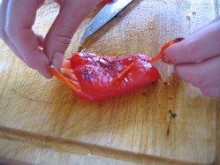 Peeling Fire Roasted Red Peppers