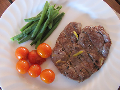 A simple grilled lamb leg steak