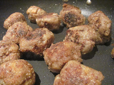 pan fried meatballs add colour and flavour