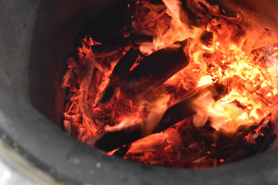 Inside a tandoor oven