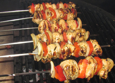 Charcoal Grilled Chicken Shish Kabobs On A Primo Grill