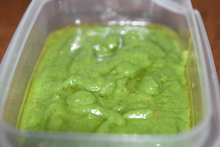 Pour off any excess oil from your basil pesto