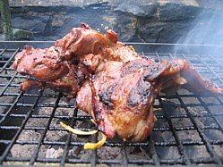 Grilling BBQ Lamb shoulder (butterfly)