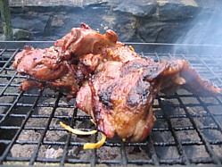 Grilling BBQ Lamb shoulder (butterfly)