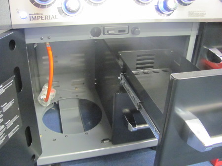 Inside the front cabinet of the Broil King Imperial