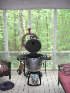 My Bubba Keg inside the screened in deck