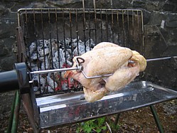 A whole Chicken on the Rotisserie