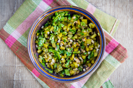 Green chili bbq relish, perfect for burgers