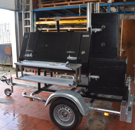 Our American style commercial trailer smoker UK hand built.