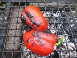 Fire Roasting Red Peppers
