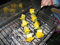 Image Fruit Kebabs Grilling