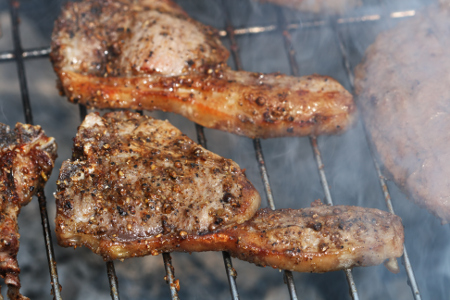 Charcoal grilled goat chops with a very simple seasoning