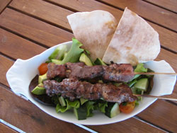 Grilled pork souvlaki