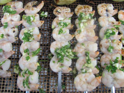 Grilled Shrimp Kabobs Cooking On The Grill