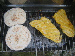 Here's the tandoori grilled turkey breast with naan bread