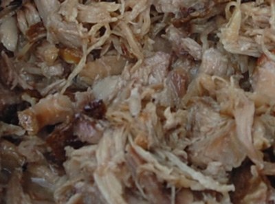 Pulled pork cooked in the crock pot