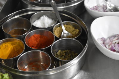 Tray of classic Indian spices
