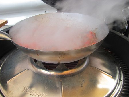 Wok Cooking On A Ceramic Kamado