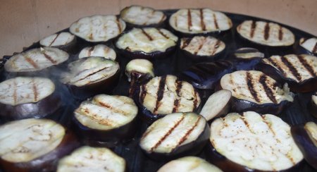 Plancha grilled aubergine (eggplant)