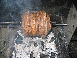 Image Pork Loin On The Barbecue Rotisserie