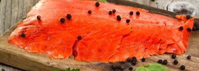 Cold smoked salmon and black peppercorns