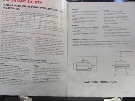 Traeger instruction manual full of warnings and danger