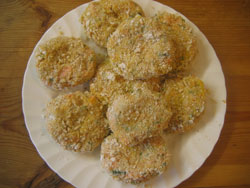 Trout fish cakes ready for grilling